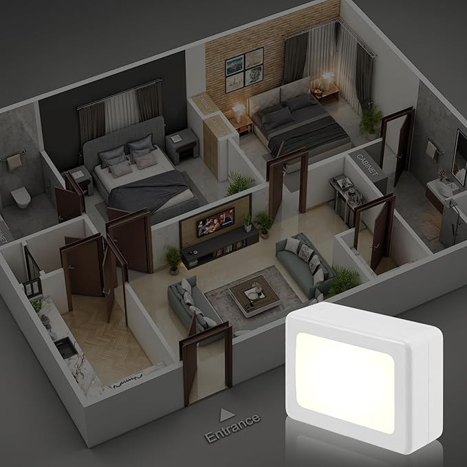 4 Pack Night Light Plug in Wall with Adjustable Direction, Dusk to Dawn Auto On/Off with Light Sensor, Soft White 2700K 100LM, Nightlight for Hallway, Bathroom, Bedroom, Kitchen, Nursery,Non-Dimmable