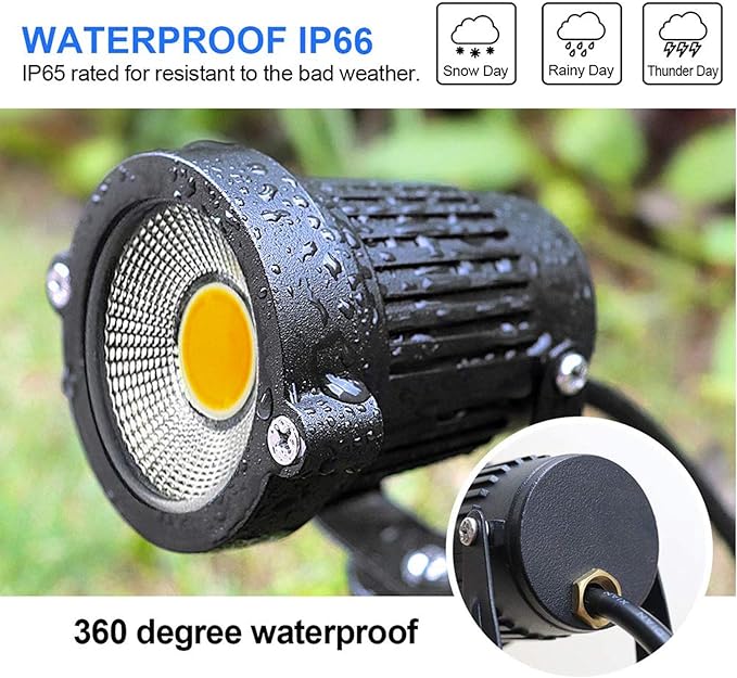 Low Voltage Landscape Lights Outdoor LED Spotlights Garden Spot Lights Outdoor Pathway Lighting 5W 12V 24V IP66 Waterproof Spike Flood Lighting for Tree(8 Pack)