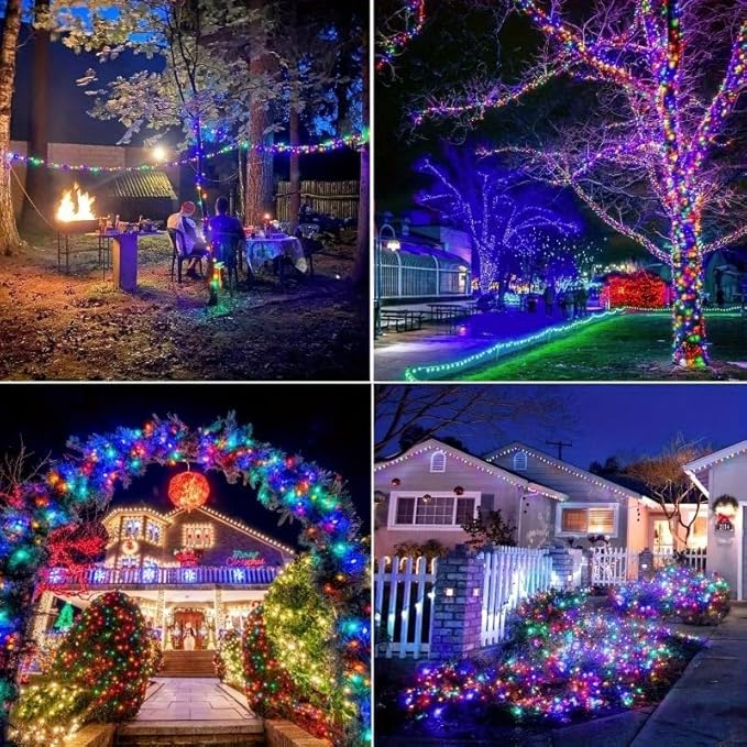 Solar String Lights Outdoor, 106 FT 300 LED Solar Christmas Fairy Lights Outside Waterproof 8 Modes, Xmas Tree Light for Patio Garden Party Backyard Wedding Holiday Decor, Multicolor