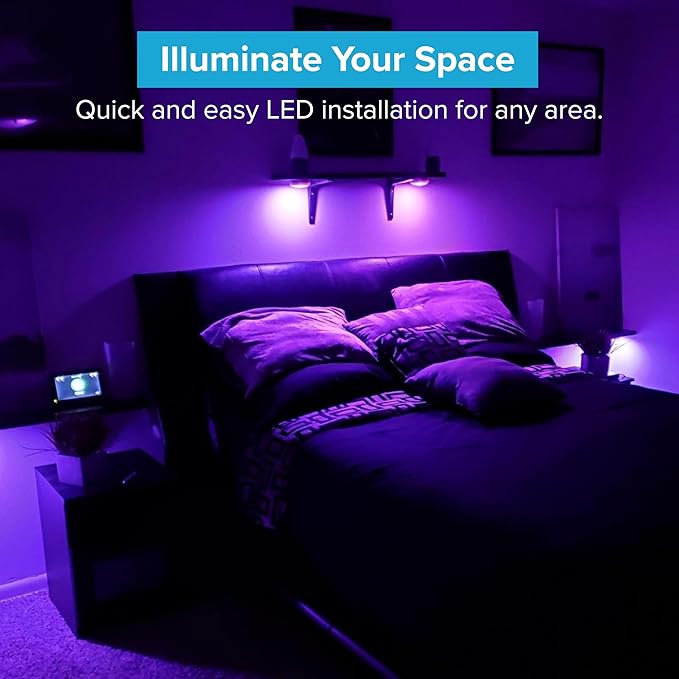 Brilliant Evolution 6-Pack Wireless RGB LED Lights - Battery Operated Puck Lights with 2 Remotes - Color-Changing LED Under Cabinet Lighting - 55 Lumens Each Night Light for Cabinets, Shelves, Walls
