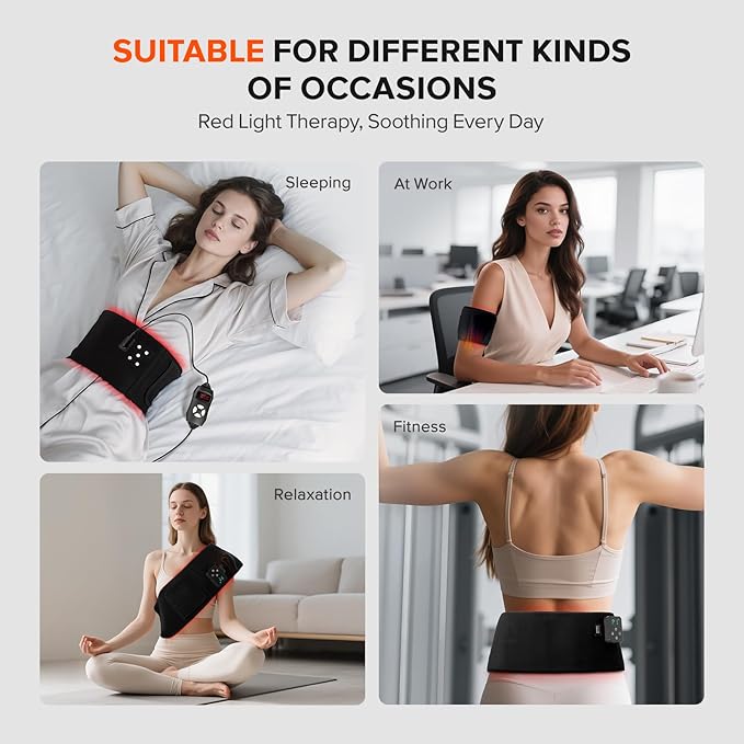 2-in-1 Cordless Red Light Therapy Belt, Wired & Wireless Controller 3000mAh Rechargeable Battery Magnetic LED Screen, 49" * 7" Wearable 660nm & 850nm Red Light Therapy Wrap Belt for Body