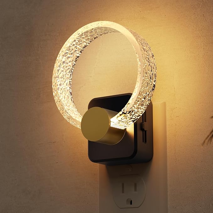 L LOHAS LED Night Lights Plug into Wall, Plug in Night Light with Light Sensor, 3000K Soft White, 0-100LM Brightness Adjustable, Acrylic Nightlight for Bathroom Bedroom Hallway
