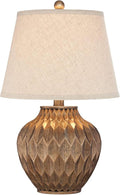 360 Lighting Buckhead Modern Accent Table Lamp 22" High Warm Bronze Brown Sculptural Geometric Textured Urn Tapered Fabric Drum Shade Bedroom Living Room House Home Bedside Nightstand Office