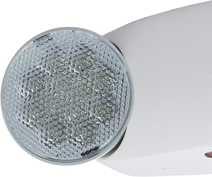 LFI Lights | Bright Oval Emergency Light | White Housing | Two LED Adjustable Round Heads | Hardwired with Battery Backup | UL Listed | (2 Pack) | EL-M2