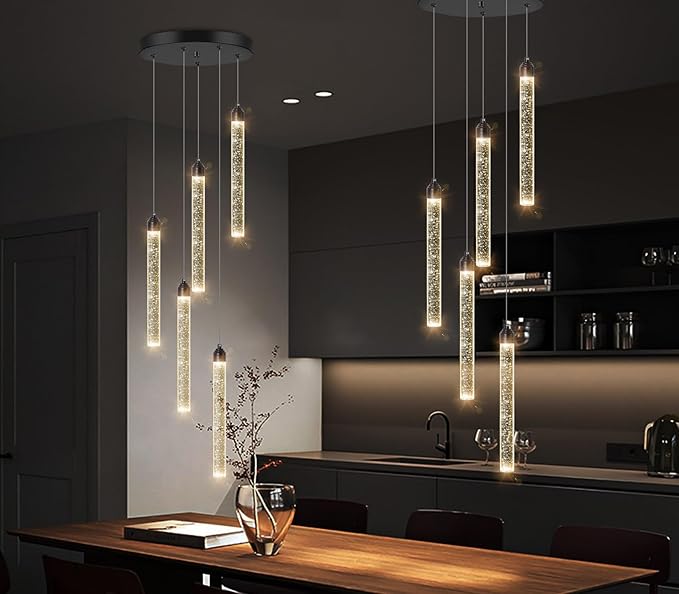 Crystal Pendant Light Mini Chandelier Bubble Pendant Lighting for Kitchen Island Black LED Ceiling Hanging Light Bathroom Dining Room Corridor Dimmable Flush Mount Ceiling Light Dimmable 2700K 6000K