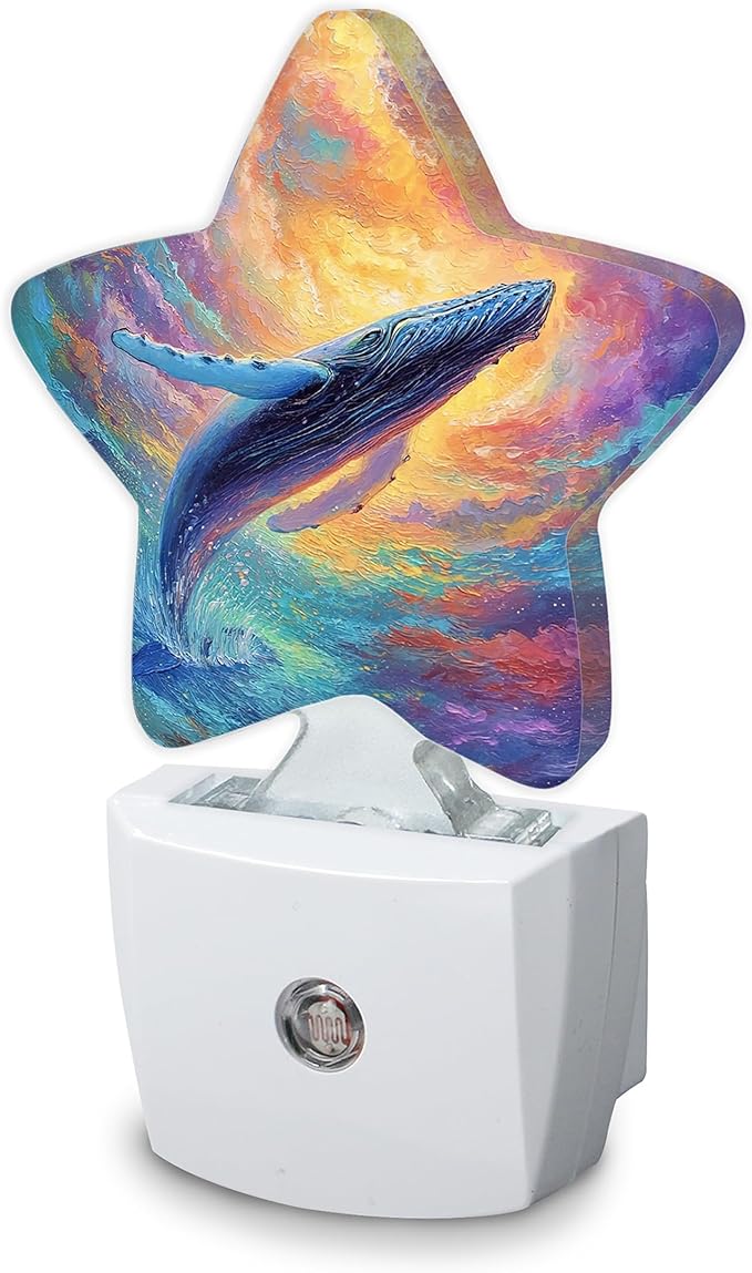 Blue Whale Plug-in Night Light with Dusk-to-Dawn Sensor for Bathroom,Bedroom and Hallway Sleep Friendly Lamp for Women/Girls/Boys Gift,0.5w