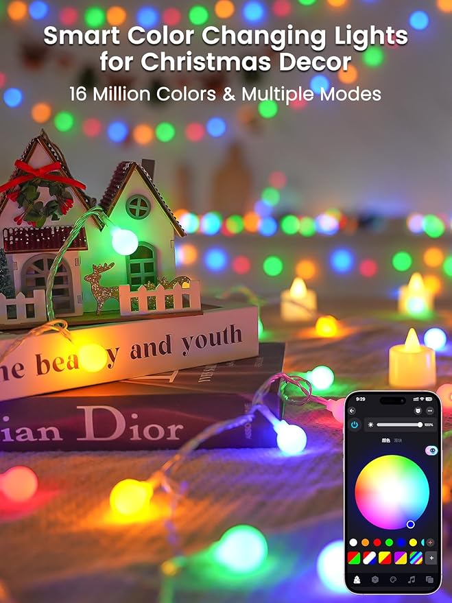 2026 New 46ft Smart Color Changing Pink Valentine Lights Indoor | 100 LED RGB Globe String Lights App Control with Remote & Timer | Fairy Light Plug in Waterproof Valentines Day Decor Girl's Bedroom
