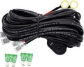 LED Lights Bar Wiring Harness Kit 2 Leads DC12V On-Off Switch Power Relay Blade Fuse 14AWG Core Cable Wiring Harness Kit fit for LED Driving Lights Bar Work Auxiliary Lights