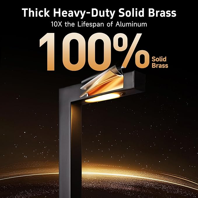 Gardenreet Brass Black Low Voltage Garden Lights, Outdoor Landscape Pathway Light, 12V LED AC/DC Bronze L Shape Path Lamp for Sideway House Walkway with 3W 270LM 4000K G4 Bulb 8 Pack