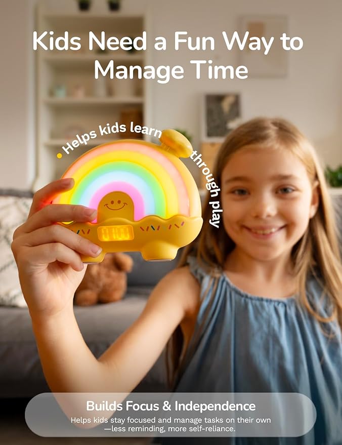 Timer Pal Rainbow Timer for Kids, Visual Timer for Kids with Night Light, Color-Changing Magnetic Visual Timer for Classroom/Calming Corner/Home (Yellow)
