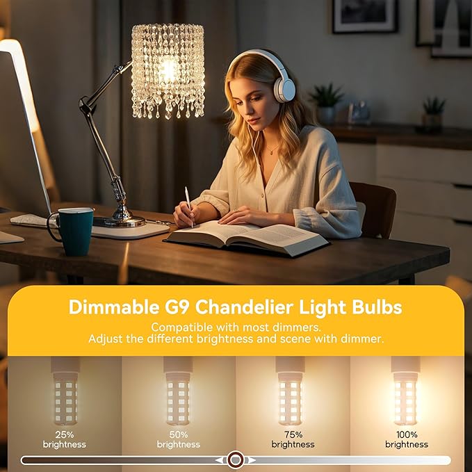 TJOY 12 Pack Dimmable G9 LED Bulb 4W Equivalent 40 Watt, 3000K Soft Warm White, T4 G9 Bi-pin Base Halogen Replacement, G 9 Socket Light Bulb for Chandelier Wall Sconce, 120V No Flicker, 450LM