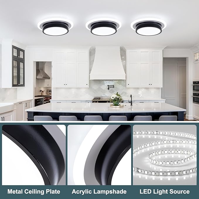 Modern LED Ceiling Light Fixtures, Flush Mount Light Fixture, Hallway Light Fixtures 32W 6000K, Round Kitchen Ceiling Light for Living Room Bedroom Bathroom Kitchen