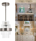 Pendant Light Fixtures, 7inch Modern Glass Pendant Lighting, Brushed Nickel Kitchen Island Pendant Lights, Height Adjustable Pendant Lighting (Brushed Nickel, 1 Pack)