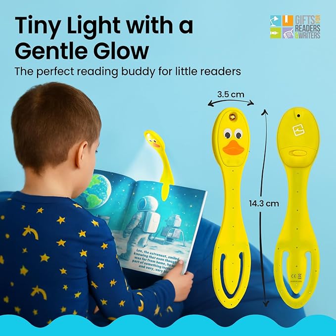 Gifts for Readers & Writers Bookmark Reading Light Duck - 2in1 Clip On Bookmark Kids Light for Reading in Bed, Travel Cute Lights, 8 Lumen LED