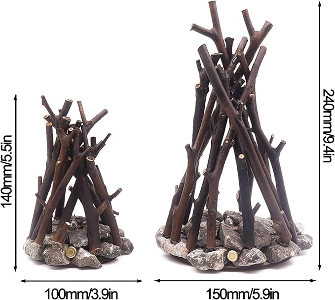 LED Night Light Wooden Campfire LED Dimmable Lamp with 3 Lighting Modes & Flame Sound, USB Powered Kids Nightlight & Desk Lamp for Bedroom, Office, and Relaxation, L