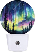Aurora Forest Night Light,Plug-in Night Lights with Dusk-to-Dawn Sensor for Bedroom Bathroom and Living Room Sleep Friendly lamp