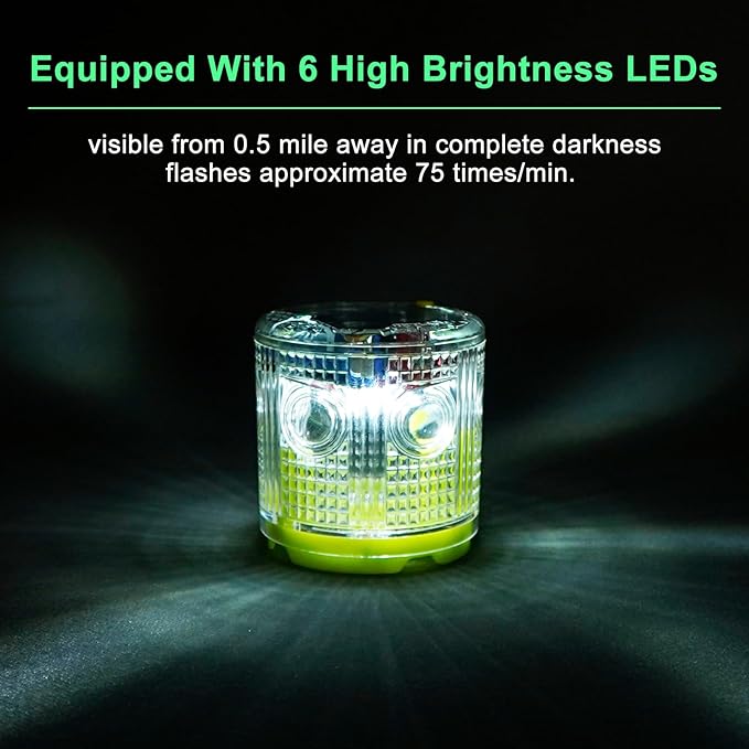 Aolyty Solar Strobe Warning Light IP54 Waterproof LED Flashing Safety Light Bright Warning Lamp Outdoor with Switch for Construction Traffic Dock Marine Beacon Road Signs (White)