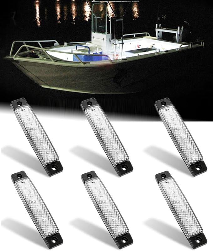 Marine Lights - 6Pcs Waterproof LED Interior Lights for Yacht, Fishing Boat, Kayak & More, 12v