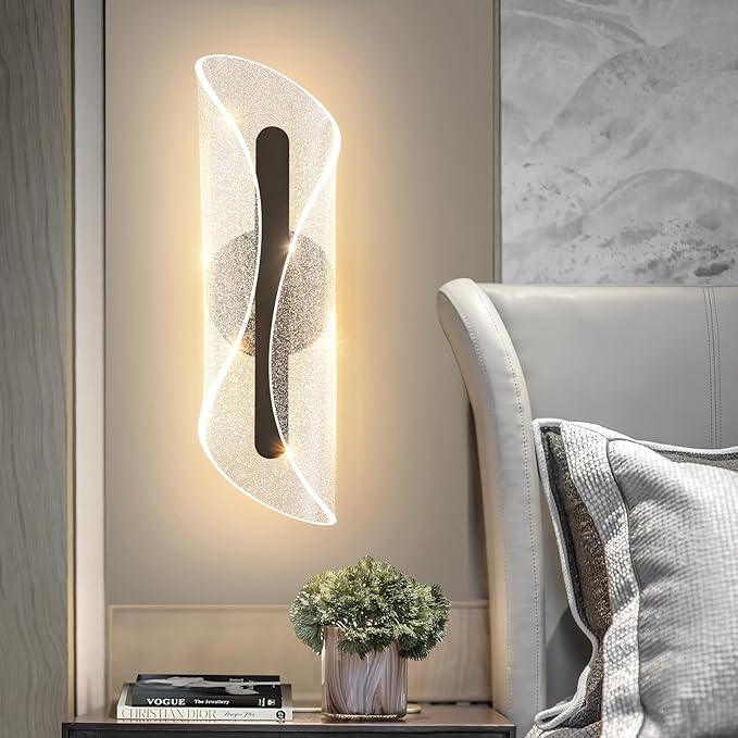 Modern Brown Wall Scones Light 16.5Inch Hardwired Wall Lamps 3000K/4000K/6500K Dimmable LED Wall Lighting for Living Room Hallway Bedroom Stairs