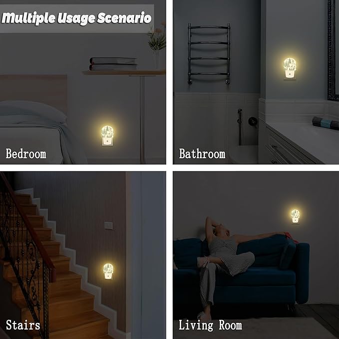 Winter Deer and Snowy Forest Night Light for Kids,Christmas Pine Trees Deer Night Light Plug in with Dusk to Dawn Sensor,0.5w Energy Saving Nightlight for Hallway Stairway Kitchen Bedroom