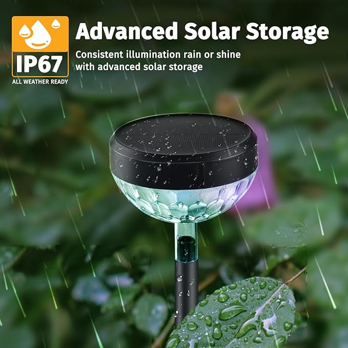 Solar Pathway Lights Outdoor, Color Changing+8 Fixed Color (Warm White, Cool White, Colored) Solar Lights Outdoor, Bright Solar Powered Garden Light (8 Pack)