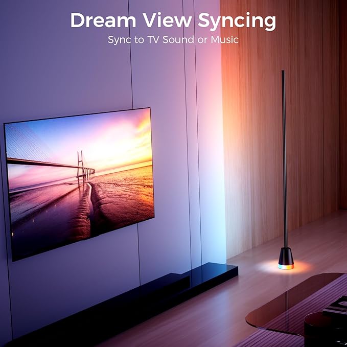 2PCS RGB Corner Floor Lamp, 60 Inch Bright Standing Lamps for Bedroom with APP and Remote Modern Floor Lamp Color Changing Ambience Light with Music Sync and 16 Million Colors