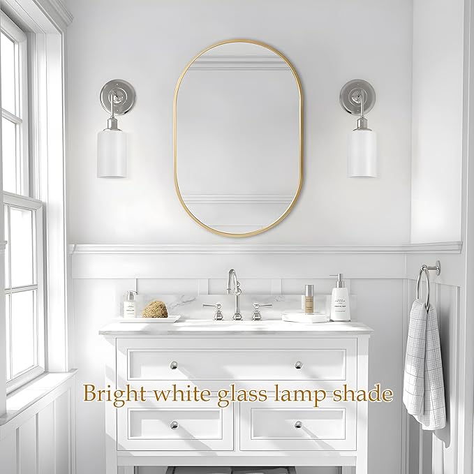 8 Pack White Opal Glass Shades Covers, 5.5in Height, 3.5in Diameter, 1-5/8in Fitter, Glazed Cylinder Glass Lamp Shade Replacement for Pendant Light Wall Sconces Chandelier
