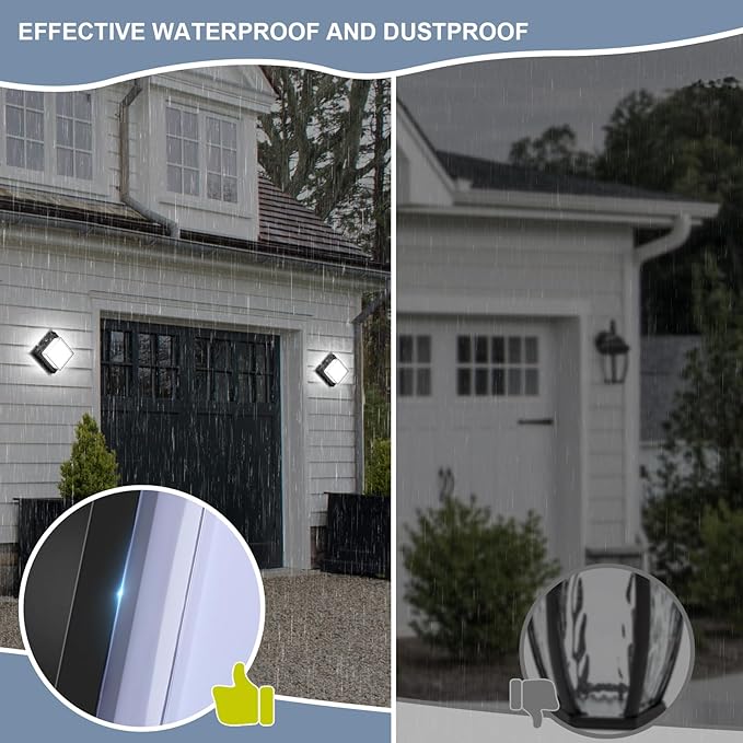 LED Porch Lights 12W 6500K Outdoor Wall Lighting Double-Layer Cover Aluminum Exterior Light Fixture IP65 Waterproof for Patio Stairway Garage Bedroom