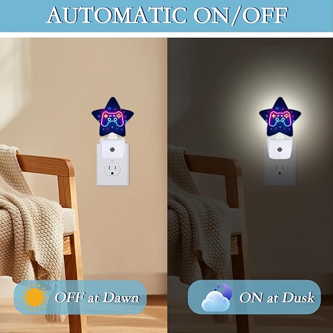 Game Neon Plug-in Night Light with Dusk-to-Dawn Sensor for Bathroom,Bedroom and Hallway Sleep Friendly Lamp for Women/Girls/Boys Gift,0.5w