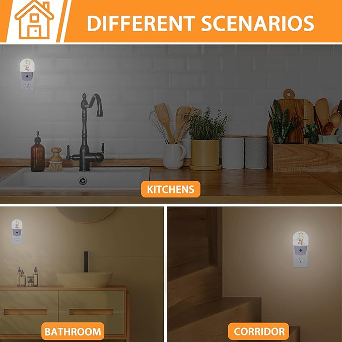 Teddy Bear Night Light,Cute Night Lights Plug into Wall with Dusk to Dawn Sensor,Lamp for Bedroom Bathroom Hallway Nightlight for Women Girls