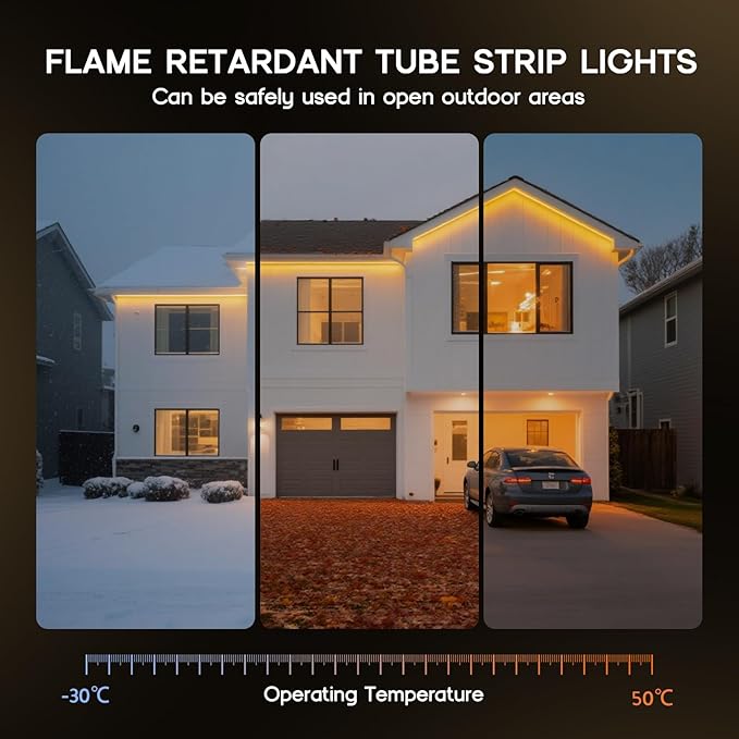LED Neon Lights Warm White 3000K,9.8ft 110-120V LED Strip Lights,Flexible Outdoor Waterproof Neon Rope Lights for Bedroom,Cabinet,Kitchen,Living Room,Mirror,Halloween Decor