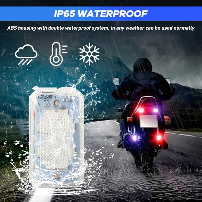 4PCS Wireless LED Strobe Lights with Remote, 8 Colors 10 Lighting Modes Bike Tail Light Rechargeable with Remote Control Clip On wireless led Running Lights for Car, Runners, Motorcycle, Bicycle