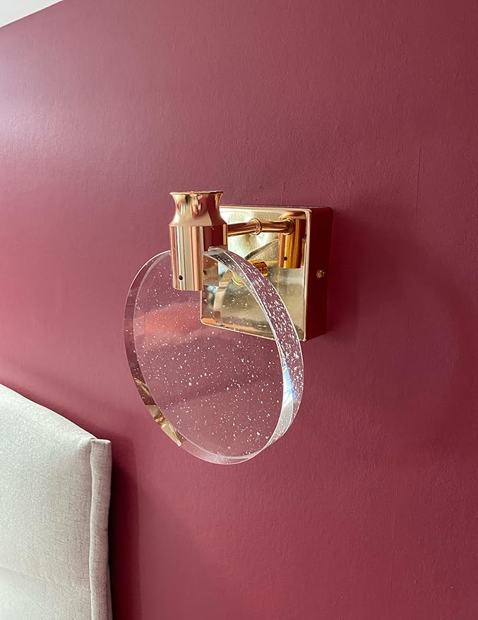 Aomesinc Crystal Wall Sconce Nordic Style LED Wall Lamps Simple Creative Lights for Living Room Bedroom Bedside Dresser Bathroom Corridor(A,Golden,Small)