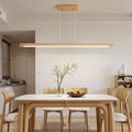 Modern Wooden Pendant Light, 47IN White Ash Wood Chandelier with Remote Control 3000k-6500K Adjustable Color Temperature，Aluminum Island Lighting Lamp for Dining Room, Living Room A