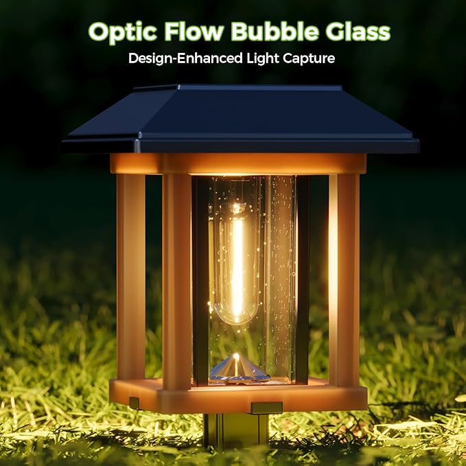 XMCOSY+ Solar Pathway Lights Outdoor Waterproof IP65 - Dual-Tone 25 LM LED Solar Garden Lights for Yard, Glass Outdoor Lighting for Garden Patio Yard Landscape Walkway Driveway Lawn Decor (Warm White)