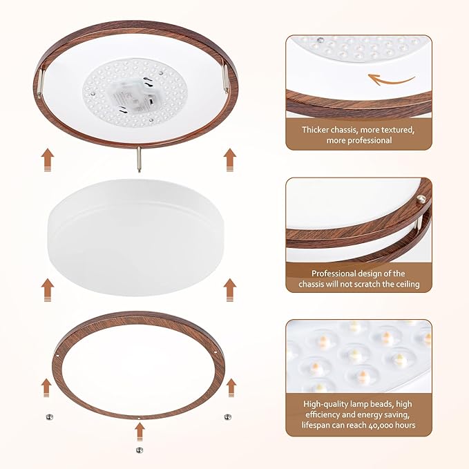12 Inch Flush Mount Ceiling Light - 2 Pack 36W 36W 3000K/3500K/4000K/5000K/6000K Dimmable Led Ceiling Light Fixture for Kitchen Hallway Bedroom Bathroom
