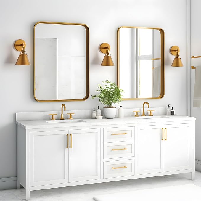 KSANA Antique Gold Wall Sconces Lighting Fixture, Modern Vintage Wall Mounted Lamp 1-Light for Bedroom, Bathroom, Living Room, Brass Finish