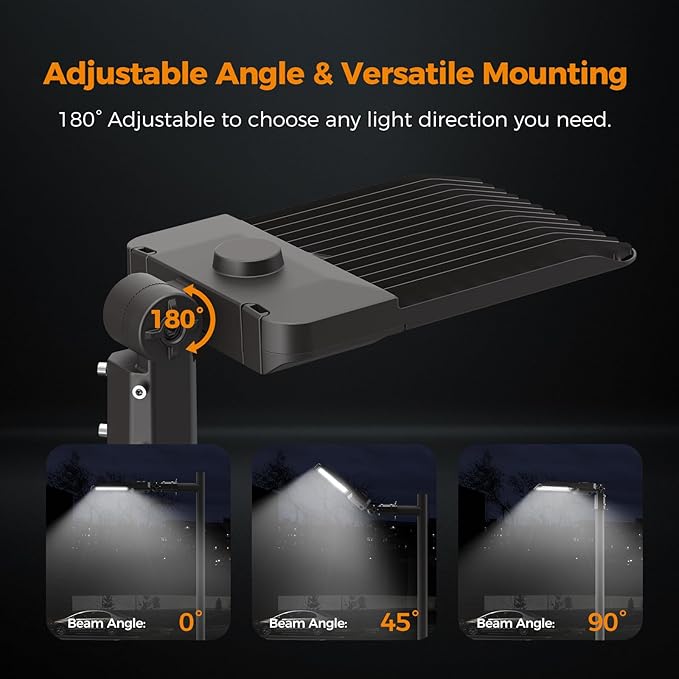 AIKVSXER 45000LM LED Parking Lot Light 180W Commercial Street Area Lighting Dusk to Dawn Photocell Outdoor Lights IP65 Waterproof 12 Years Lifespan for Parking Yard Warehouse 3 Pack