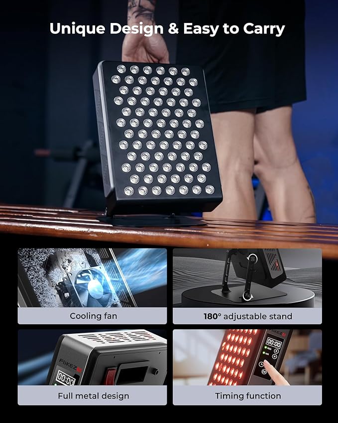 2025 Advanced Red Light Therapy for Face and Body 78 Dual Chip LEDs 460nm-880nm Near Infrared Light Therapy Panel,Adjustable Brightness (20-100%),Time(5-30 min) Red Light Therapy for Home Office & Gym