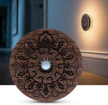 Motion Sensor Night Light Wood USB Rechargeable Stick-On Step Lights Magnetic Small Wall Lights for Hallway Bedroom Living Room Stair (Carved Black Walnut *1Pack)