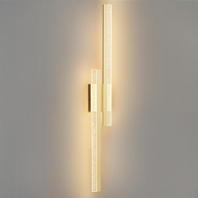 Gold Wall Sconces 31.5In Modern Wall Light Fixtures Dimmable LED Sconce Wall Lighting Indoor Hardwired Wall Lamps for Living Room Bedroom Bathroom Hallway Stairs