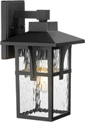 Outdoor Light Fixtures Wall Mount, HWH Outdoor Wall Lantern with Water Ripple Glass, 1-Light Porch Light in Matte Black Finish, Patio Balcony Indoor, 5HX62B-SW BK