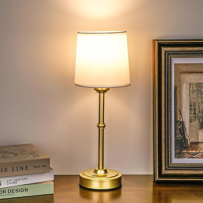 Gold LED Cordless Table Lamp Rechargeable-6000mAh Battery Operated Table Light,Wireless Lamps for Living Room Restaurant/Patio/Home/Dining/Dinner/Bedside/Nightstand/Desk lamp-Touch Control