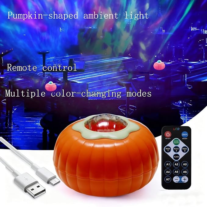 A Pumpkin-Shaped Aurora Projector, Ambient Light, Warm Holiday Lights, a Small Night Light That can emit Stunning Auroras.