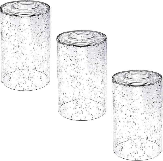 3 Pack Clear Seeded Glass Lamp Shades, 5.9in Height, 3.9in Diameter, 1.7in Fitter, Cylinder Bubble Glass Shade Covers, Seeded Glass Replacement for Pendant Light Chandelier Wall Sconce