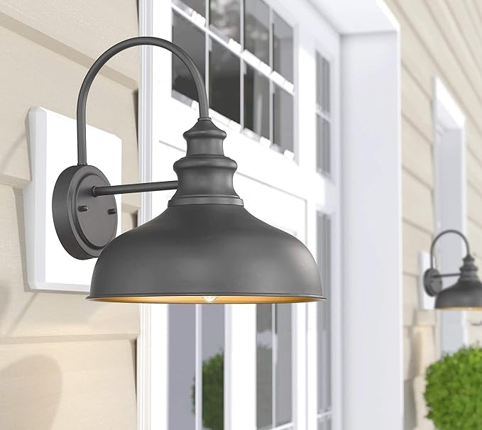 Bestshared Outdoor Barn Lights, 11.4 Inch Dome Outdoor Wall Sconce, E26 Socket Weather Resistant Farmhouse Porch Wall lamp, Anti-Rust Exterior Lighting Fixture for House, Porch,Doorway, Patio, Garage