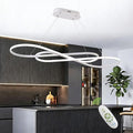 Led Chandeliers for Dining Room,Modern Led Pendant Light Fixture, Dimmable Adjustable Height Music Note Shape Hanging Lamp with Remote Control White Iron Ceiling Light Fixture for Kitchen Island