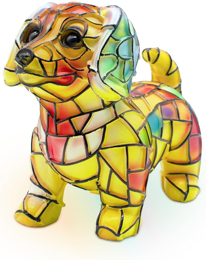 Stained Resin Dachshund Night Light, LED Dog Series Art Light, Cute Pet Themed Table Lamps, Vintage Home Decor, Fun Gift for Dog Lovers (#07, 5.9")