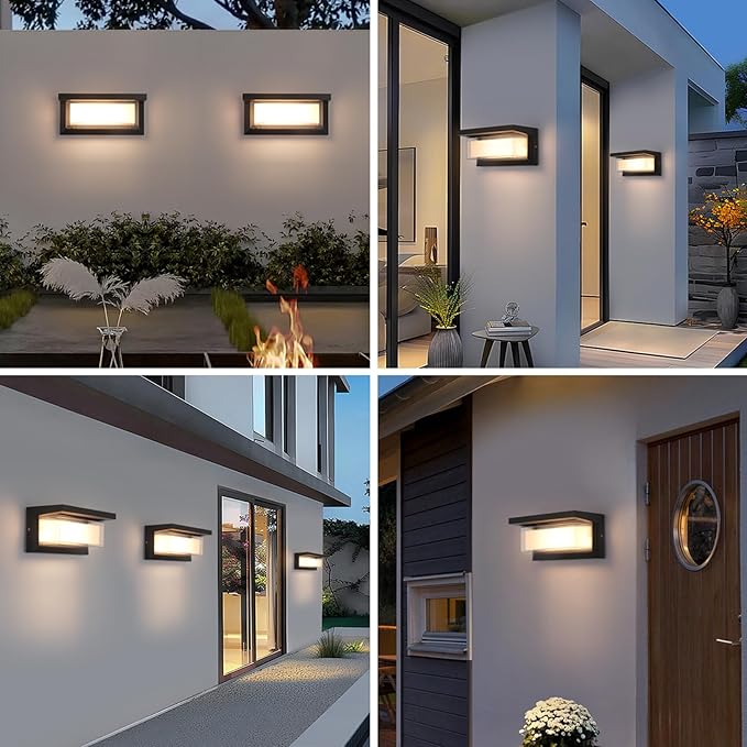 24W LED Outdoor Wall Lights Exterior/Interior Adjustable 3-Color Sconces Lights 2100LM IP65 Waterproof Modern Outdoor Lighting Fixtures Aluminum Wall Lights Compatible with Dimmers