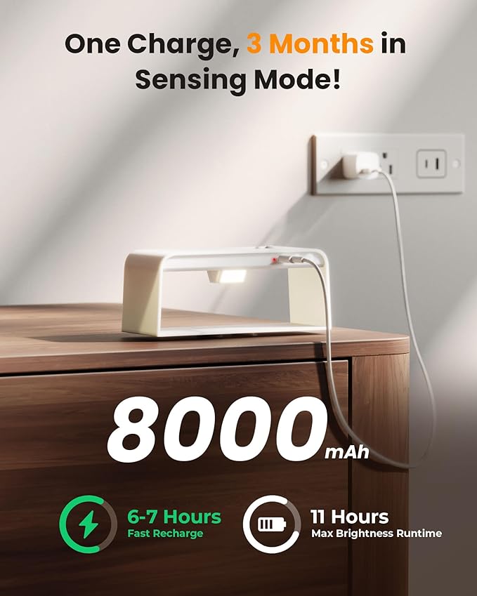 Motion Sensor Wall Sconce Indoor, Cordless Wall Lamp LED Wall Sconces Rechargeable Lamp, Remote Control, 8000mAh Battery Operated Wall Lights Brightness Adjustable for for Stair Closet Bedroom Hallway